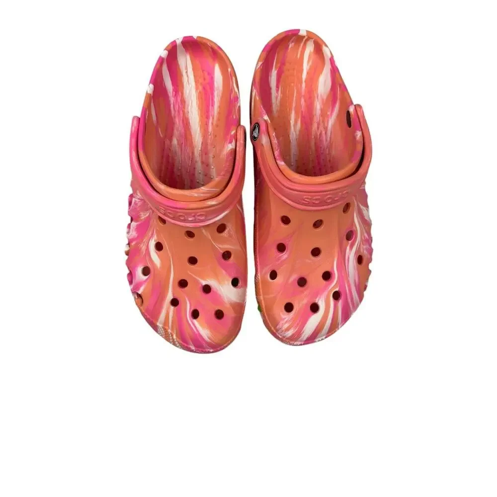 Crocs Unisex Men's and Women's Baya Graphic Clog,Papaya/Multi,14 Women/12 Men